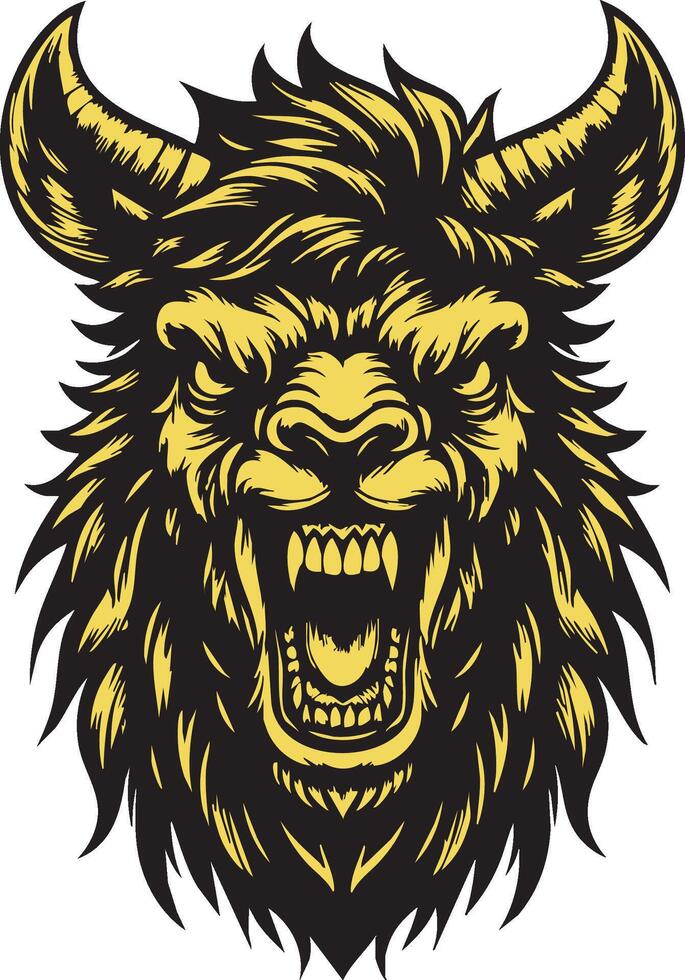 Angry Llama Face with Fierce and Focused Gaze vector