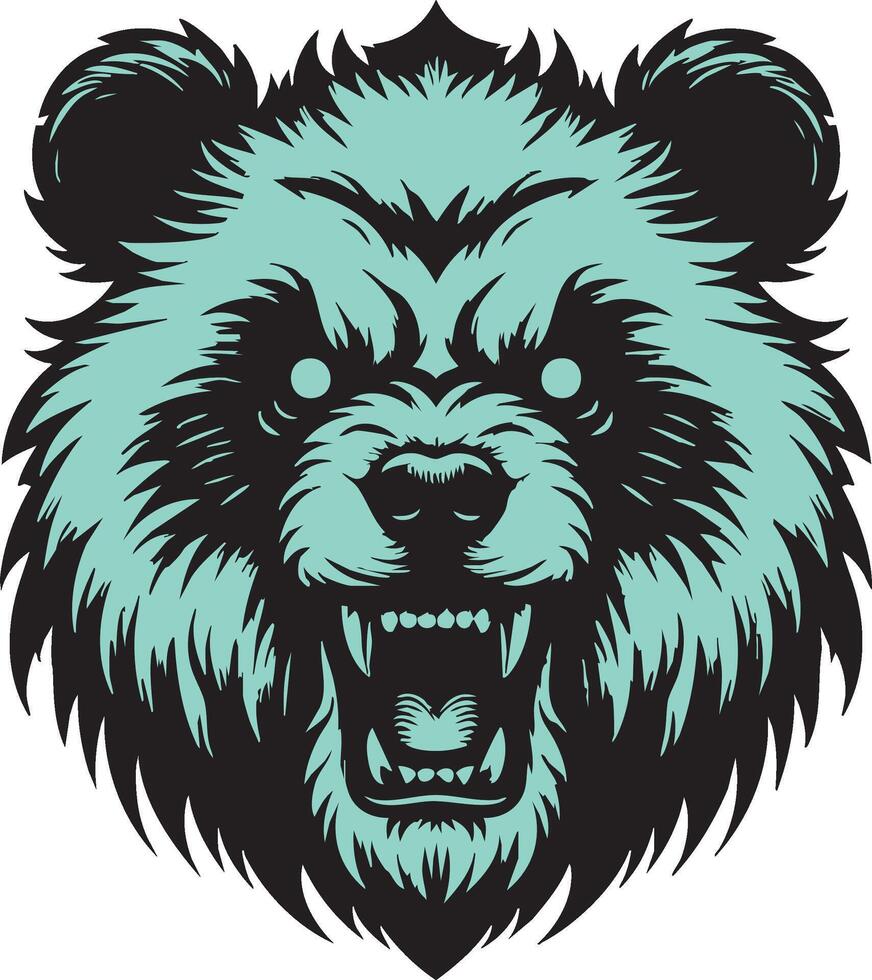 Aggressive Panda Face Showing Teeth and Rage vector