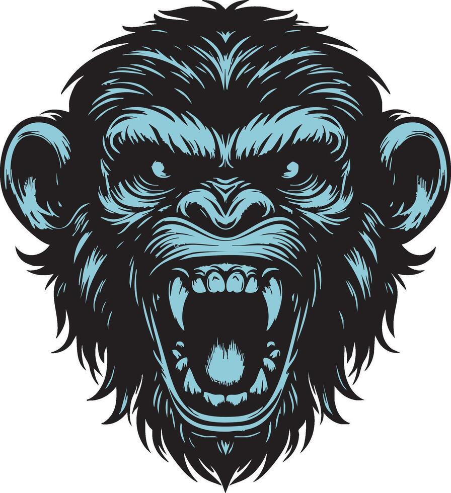 Aggressive Monkey Showing Teeth in Furious Stance vector