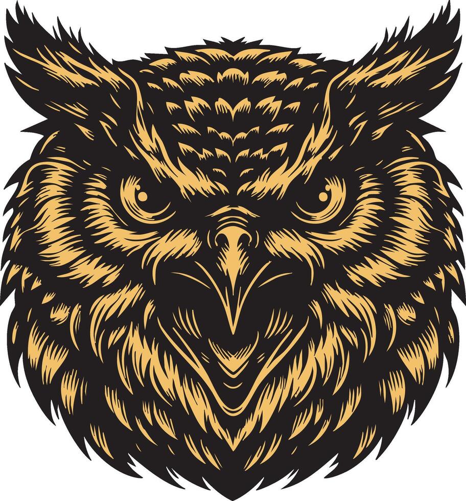 Powerful Owl Head in Aggressive Mode vector