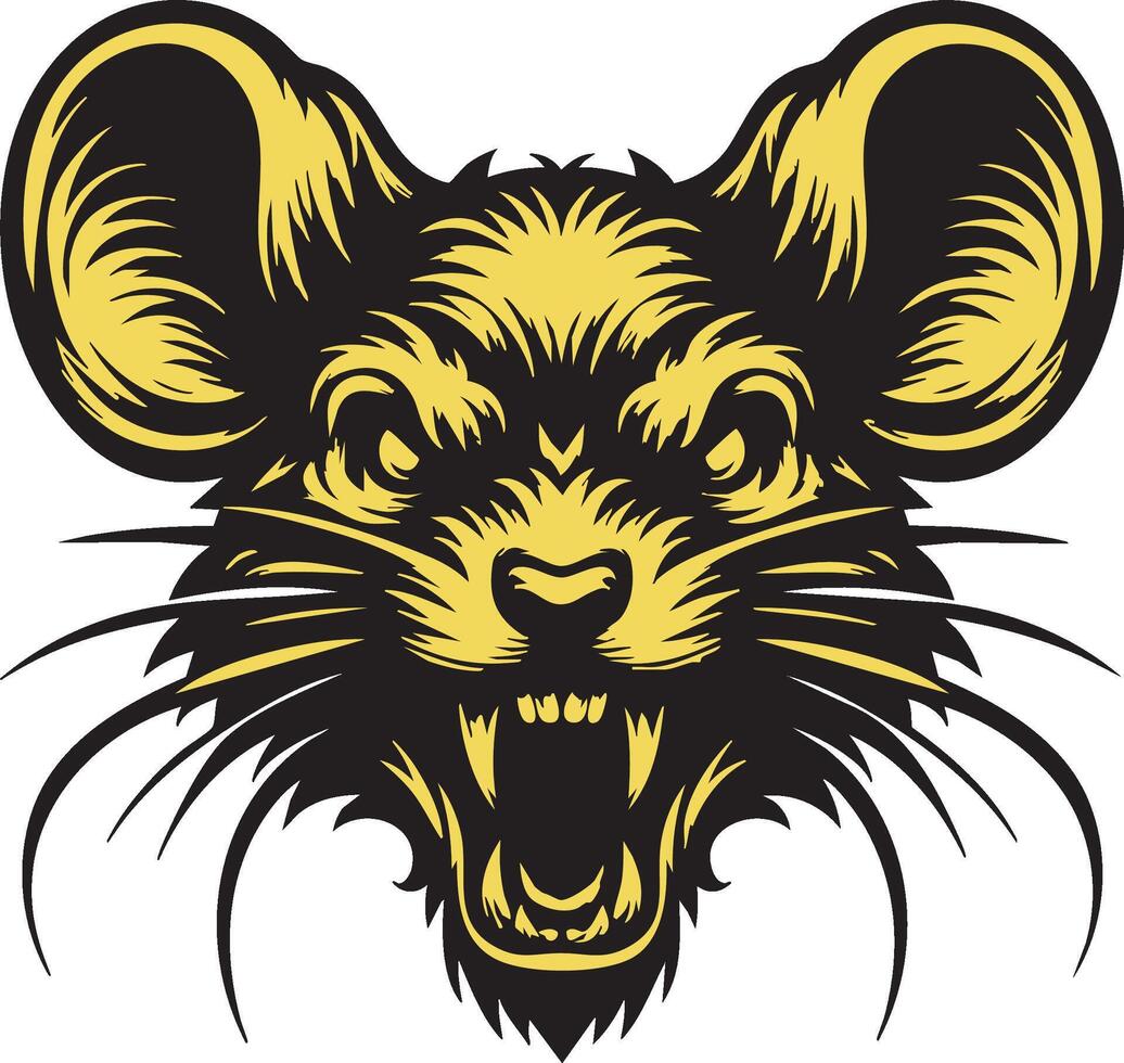 Wild Mouse with Hostile Expression and Snarling Teeth vector