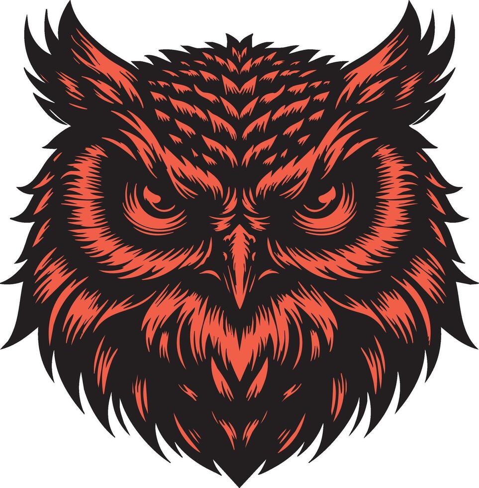 Fierce Owl with Defensive Posture and Intense Eyes vector