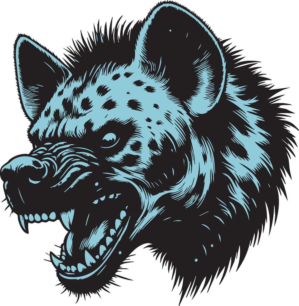 Hyena Head with Snarling Expression and Raised Ears vector