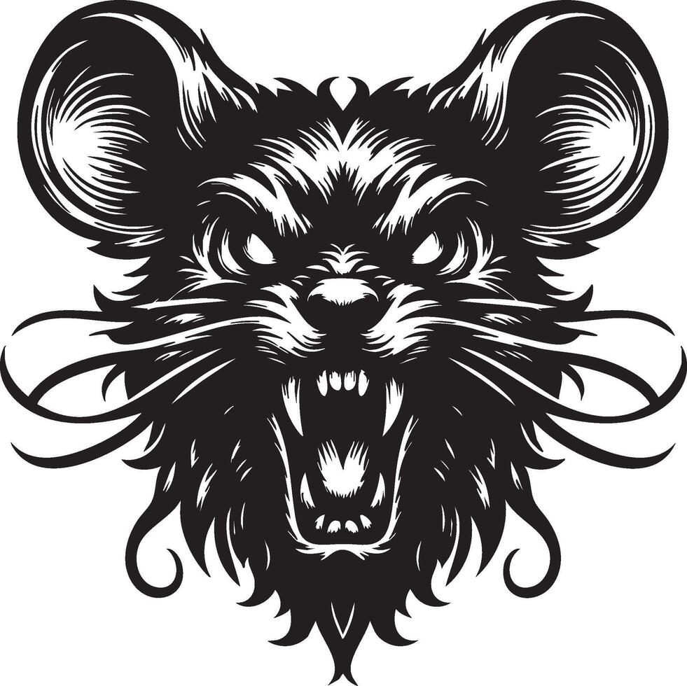Furious Mouse in Rage with Bared Teeth and Sharp Features vector