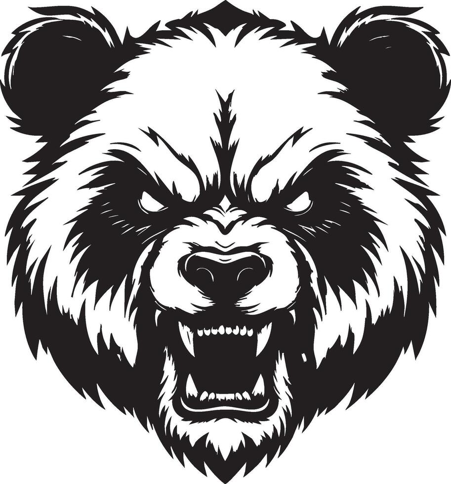 Panda Head in Furious Expression Ready to Strike vector
