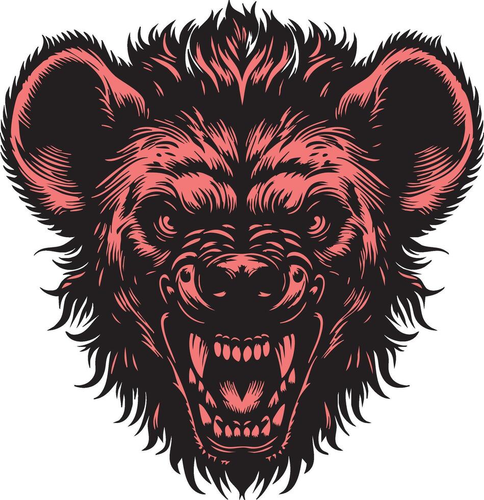 Fierce Hyena Showing Teeth and Glaring Eyes vector