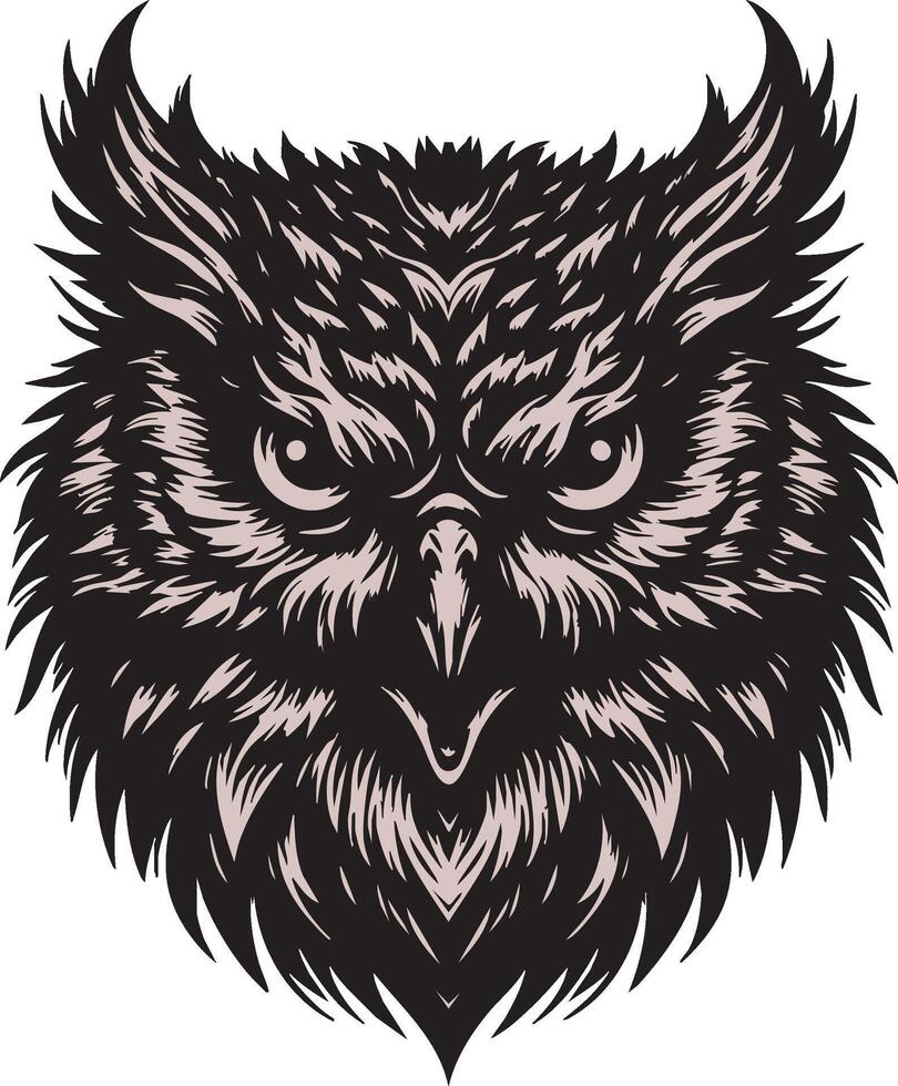 Ferocious Owl Head with Furious Expression vector