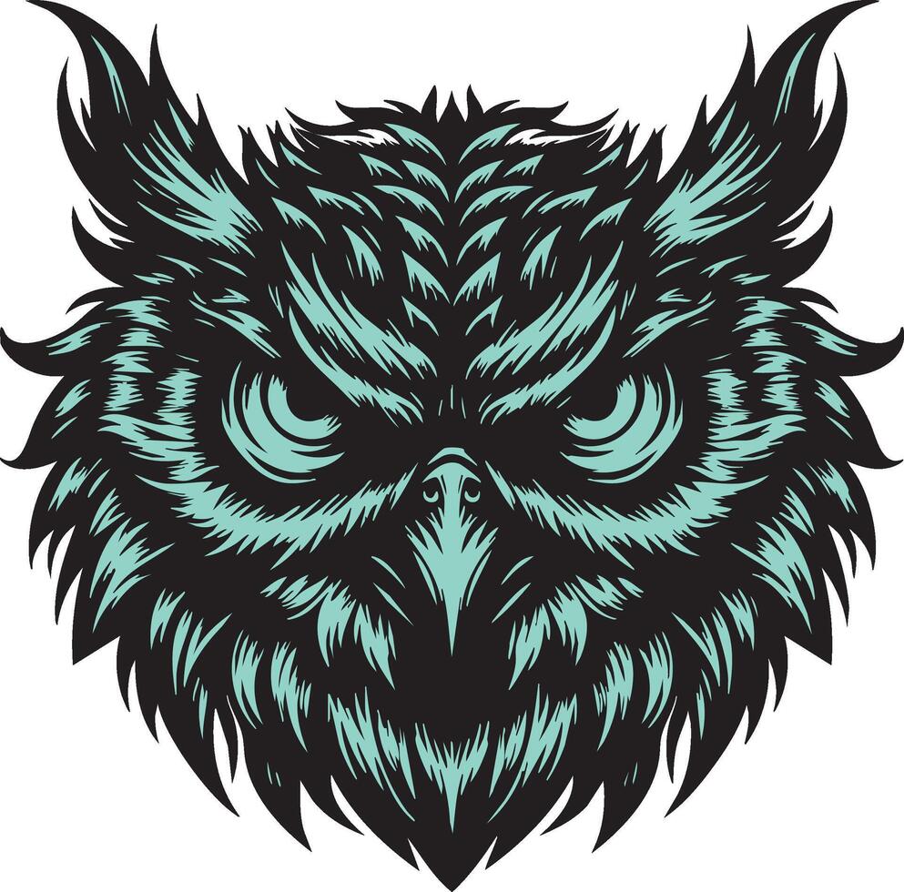 Angry Bird Owl with Sharp Gaze and Hostile Posture vector