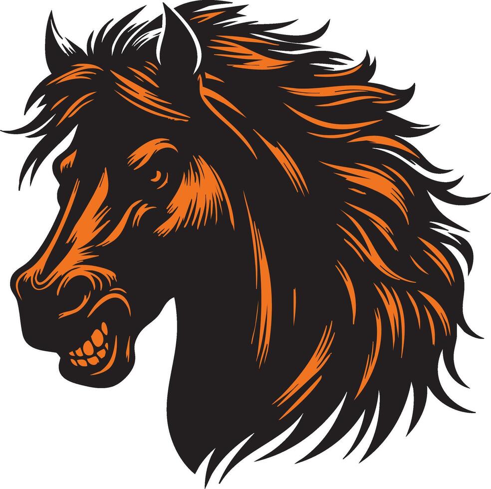 Intense Horse with Fierce Eyes and Raised Head vector