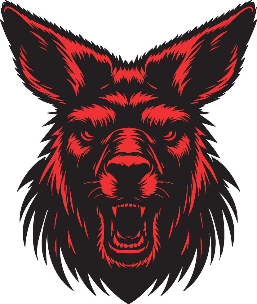 Ferocious Kangaroo Head with Angry Expression vector