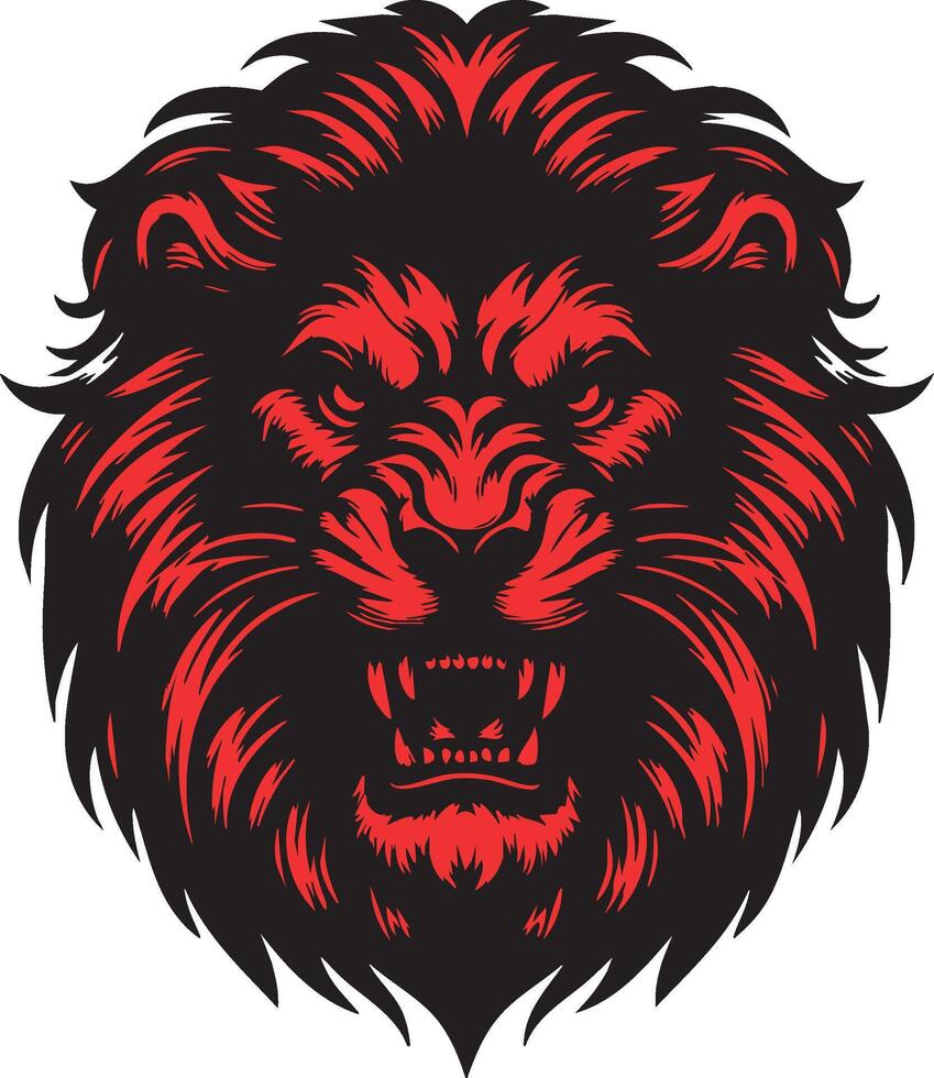 Hostile Lion with Fierce Eyes and Aggressive Look vector