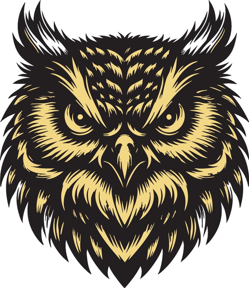 Wild and Aggressive Owl Head with Threatening Expression vector