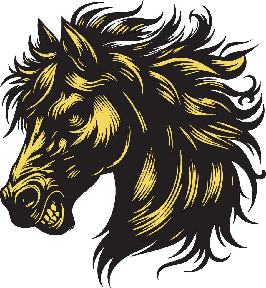 Angry Stallion Head with Sharp Teeth vector