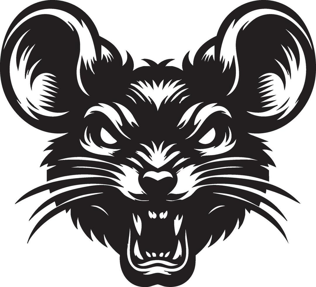 Mouse Face in Full Defensive Posture with Intense Gaze vector