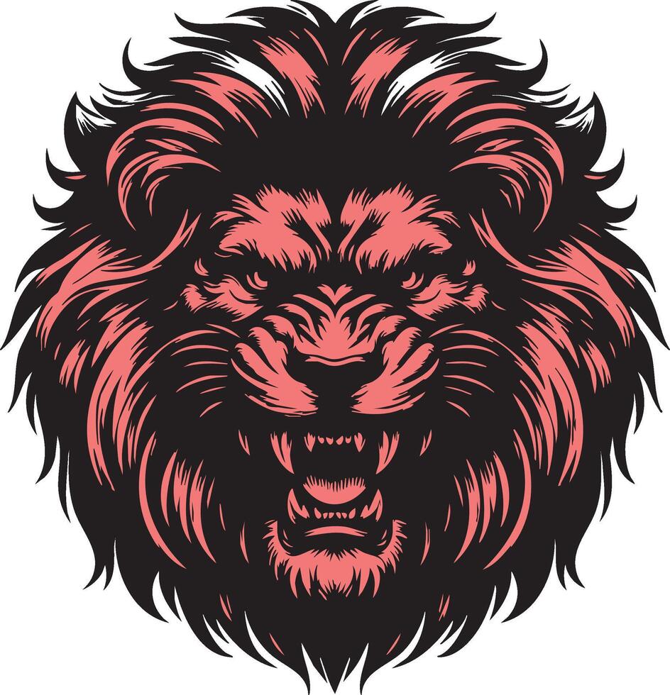 Fierce Lion Showing Aggression and Focused Rage vector