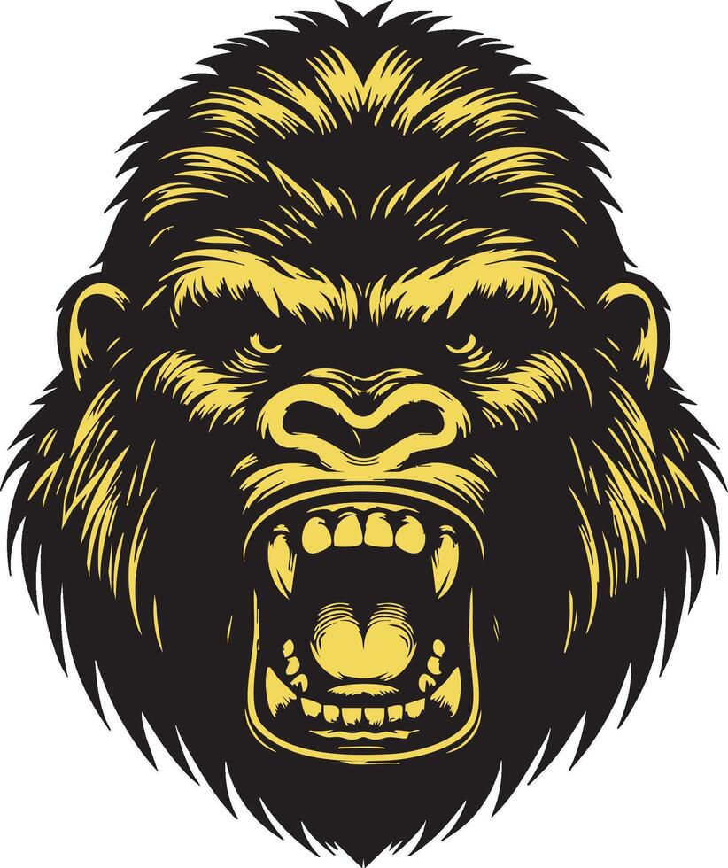 Intense Gorilla Face Design with Hostile Features vector