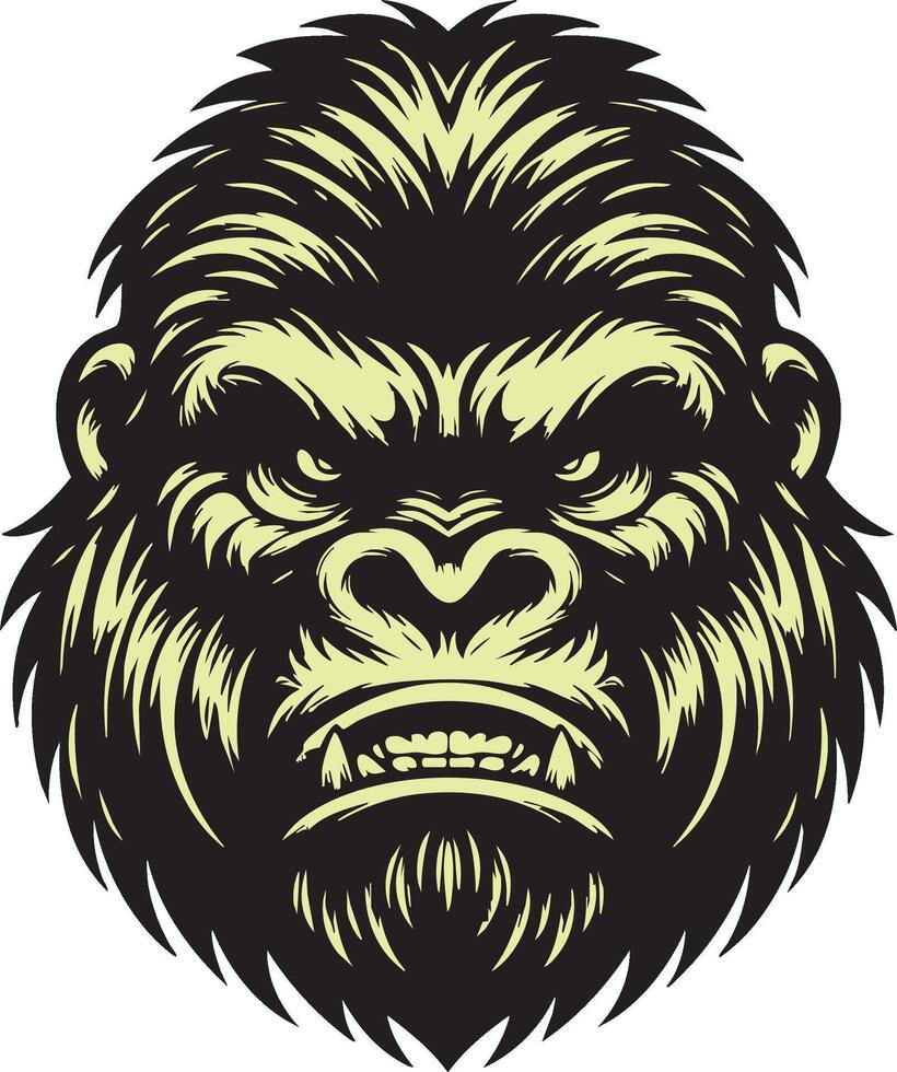 Fierce Gorilla Head Art with Snarling Expression vector