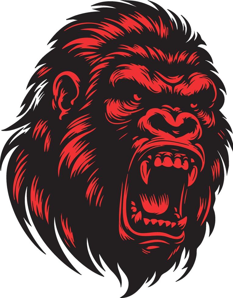 Gorilla with Hostile Expression and Sharp Teeth vector