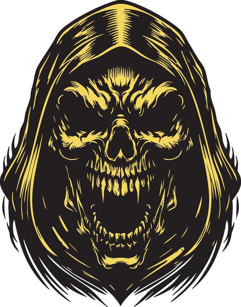 Angry Grim Reaper Head with Sharp Gaze vector