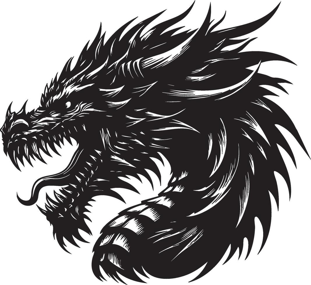 Fierce Dragon Depiction with Snarling Face vector