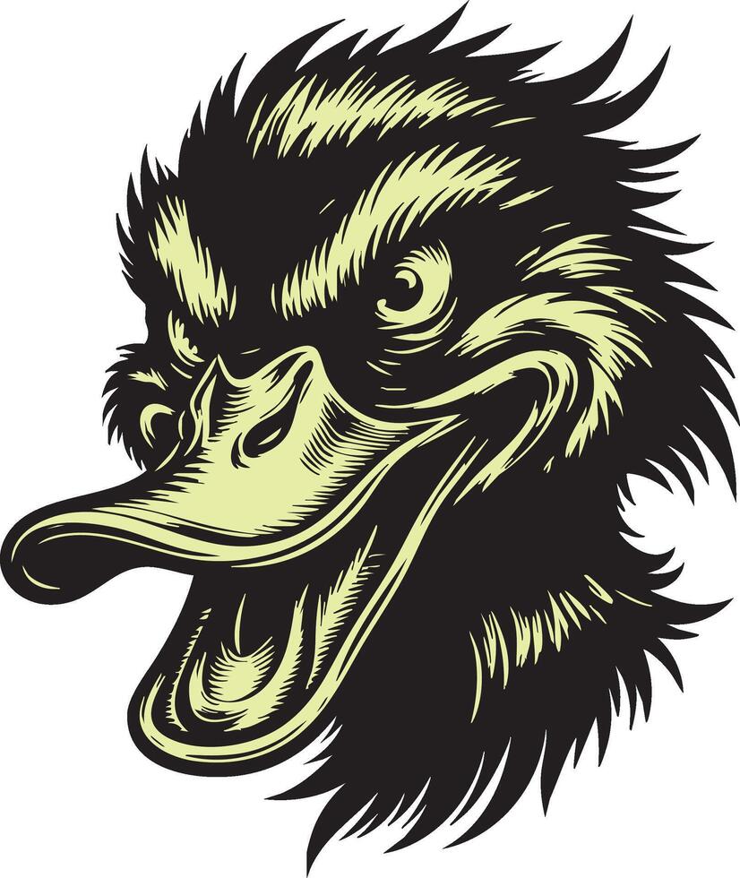 Fierce Duck Depiction with Snarling Face vector