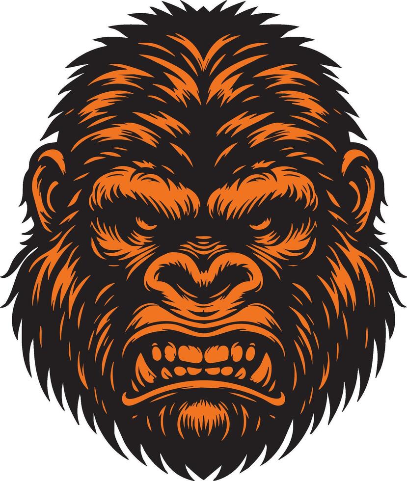 Powerful Gorilla with Intense Angry Look vector