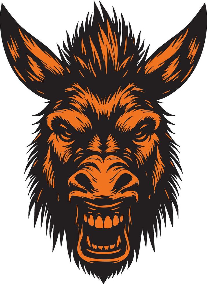 Ferocious Donkey Head Illustration with Intense Expression vector