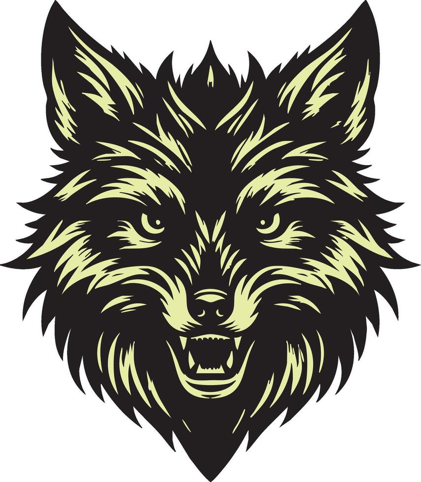 Furious Fox Face with Aggressive Features vector