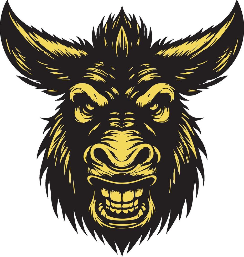 Wild Donkey Character with Ferocious Expression vector