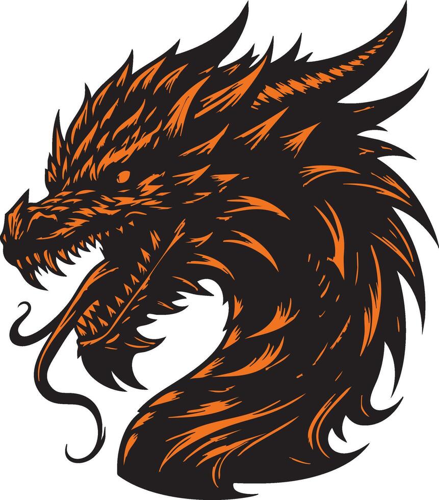 Artistic Rendering of an Aggressive Dragon Head vector