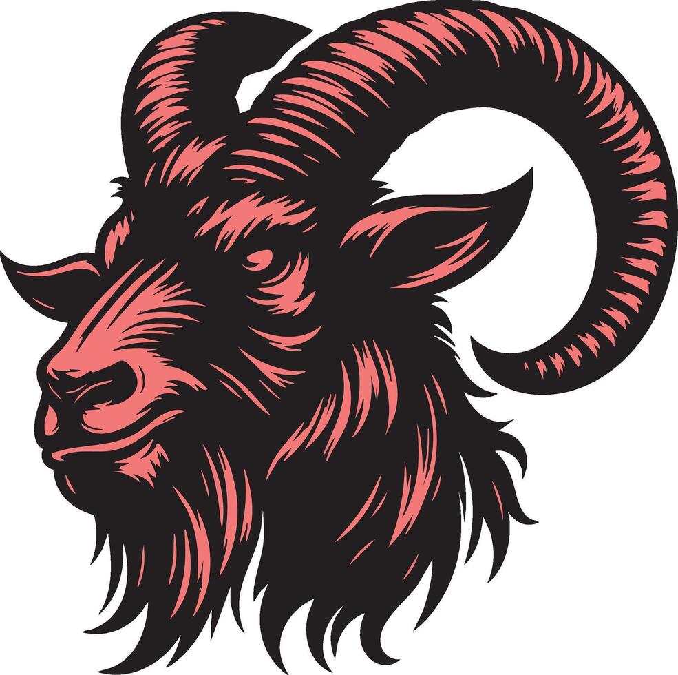 Wild Goat with Intense Angry Look vector