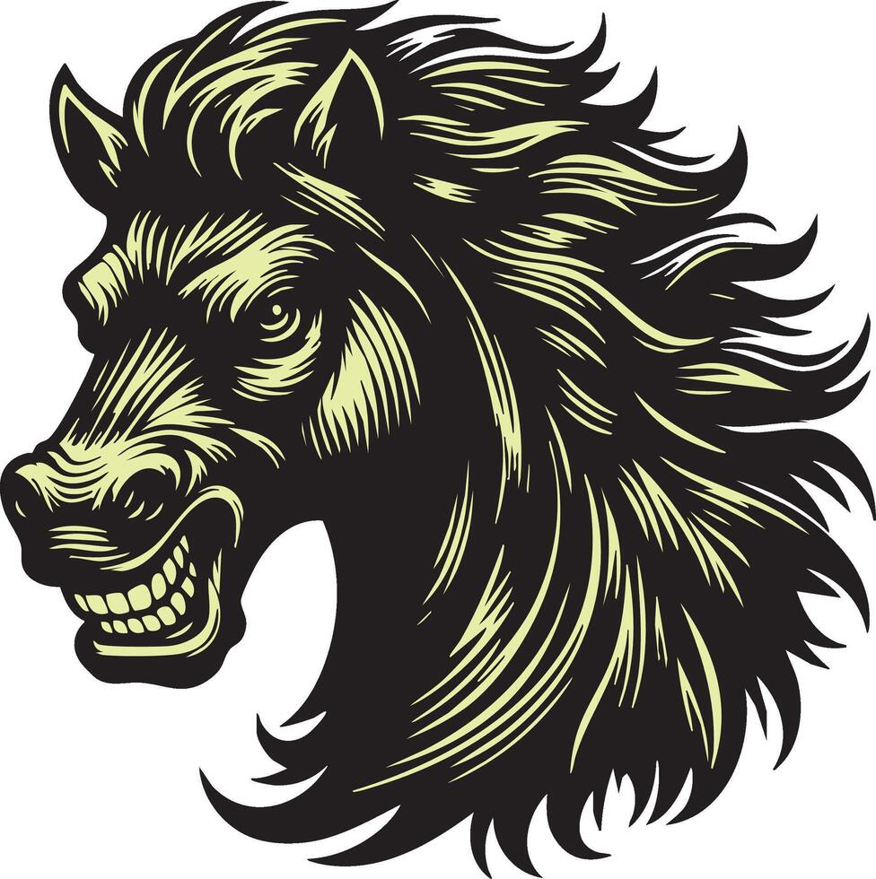 Wild Stallion Head with Furious Gaze vector