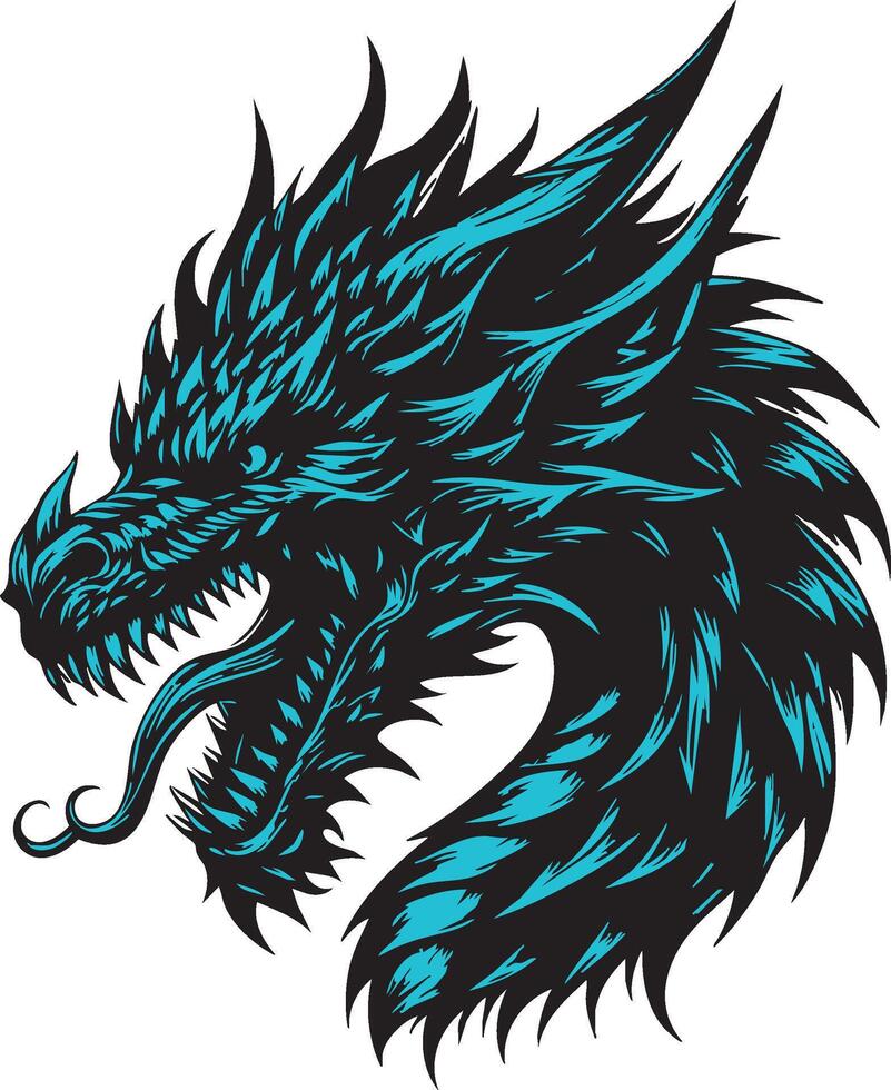 Wild Dragon Character with Ferocious Expression vector