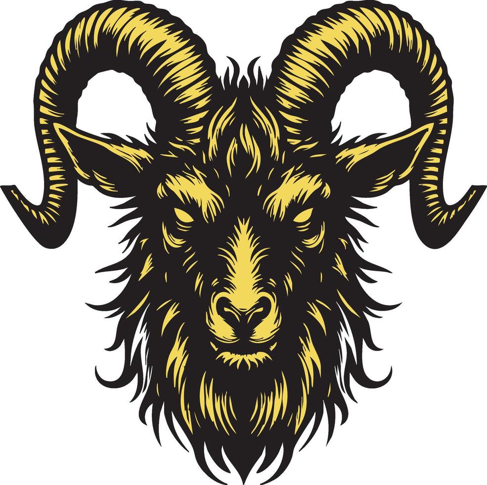 Intense Goat Face Design with Hostile Features vector