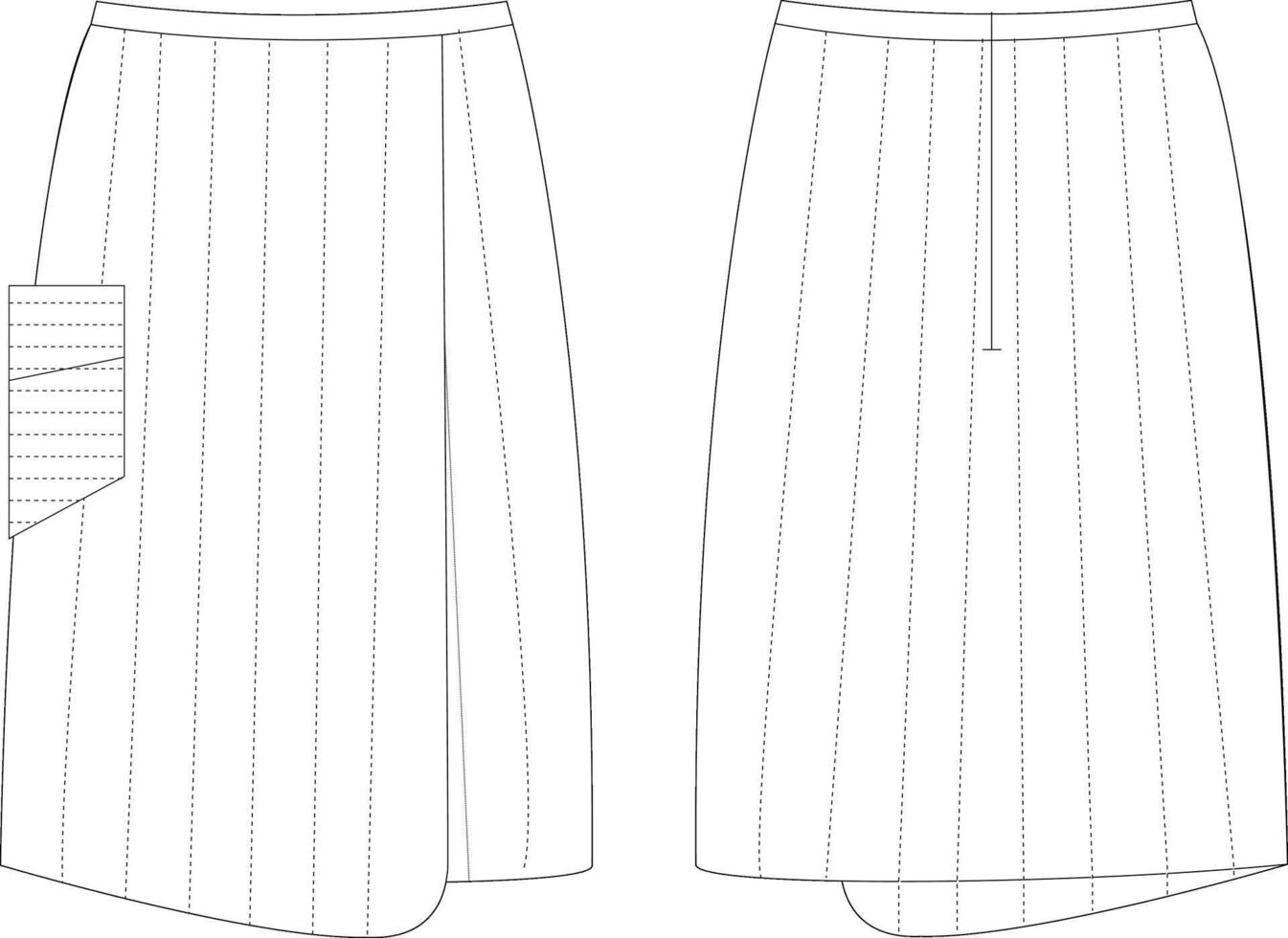 Skirt technical drawing quilt vector