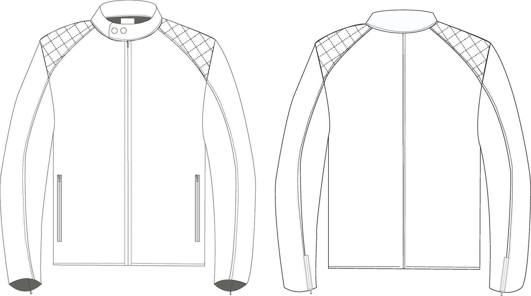 Motorcycle Outdoor Jacket - Technical Drawing of Protective and Stylish Design for Riders, Ideal for Adventure and Casual Riding, Featuring Durable Materials and Functional Details Illustration vector