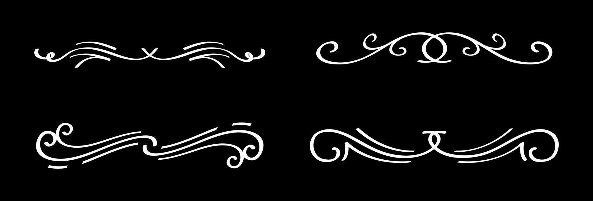 Set four ornamental divider hand drawn on white colour vector