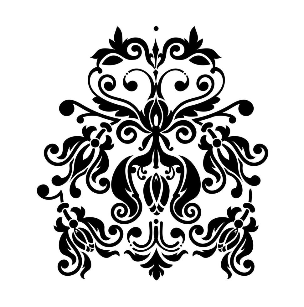 Black floral swirls on white background vector