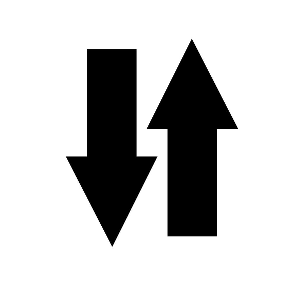 up and down arrow icon on black colour vector