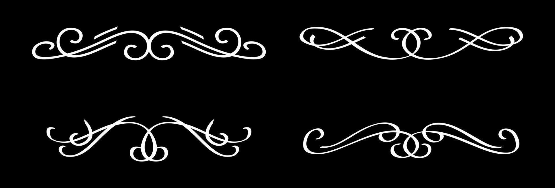 Floral and Calligraphic Ornament Elements on White Colour vector
