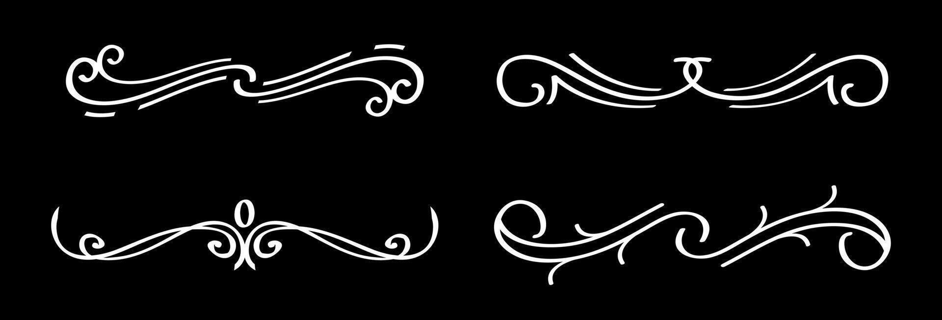 Set four ornamental art divider hand drawn on white colour vector