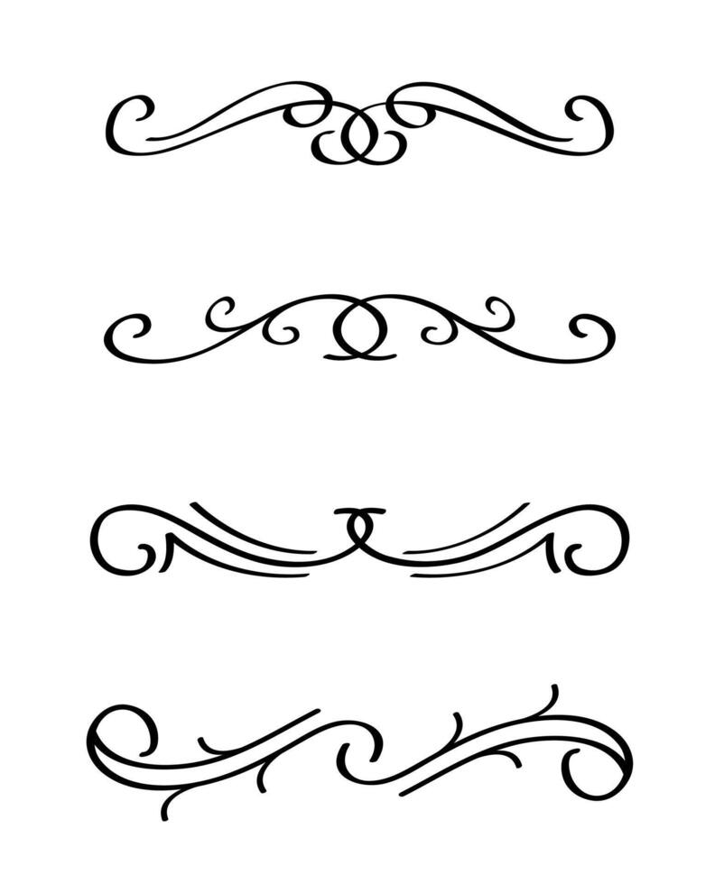 Text dividers doodle set on black colour vector