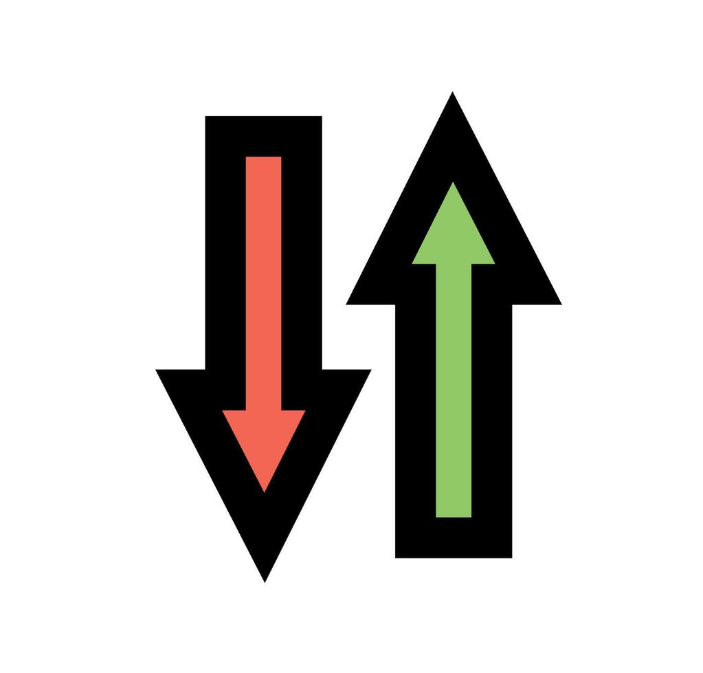 Arrow icon on red and green colour vector