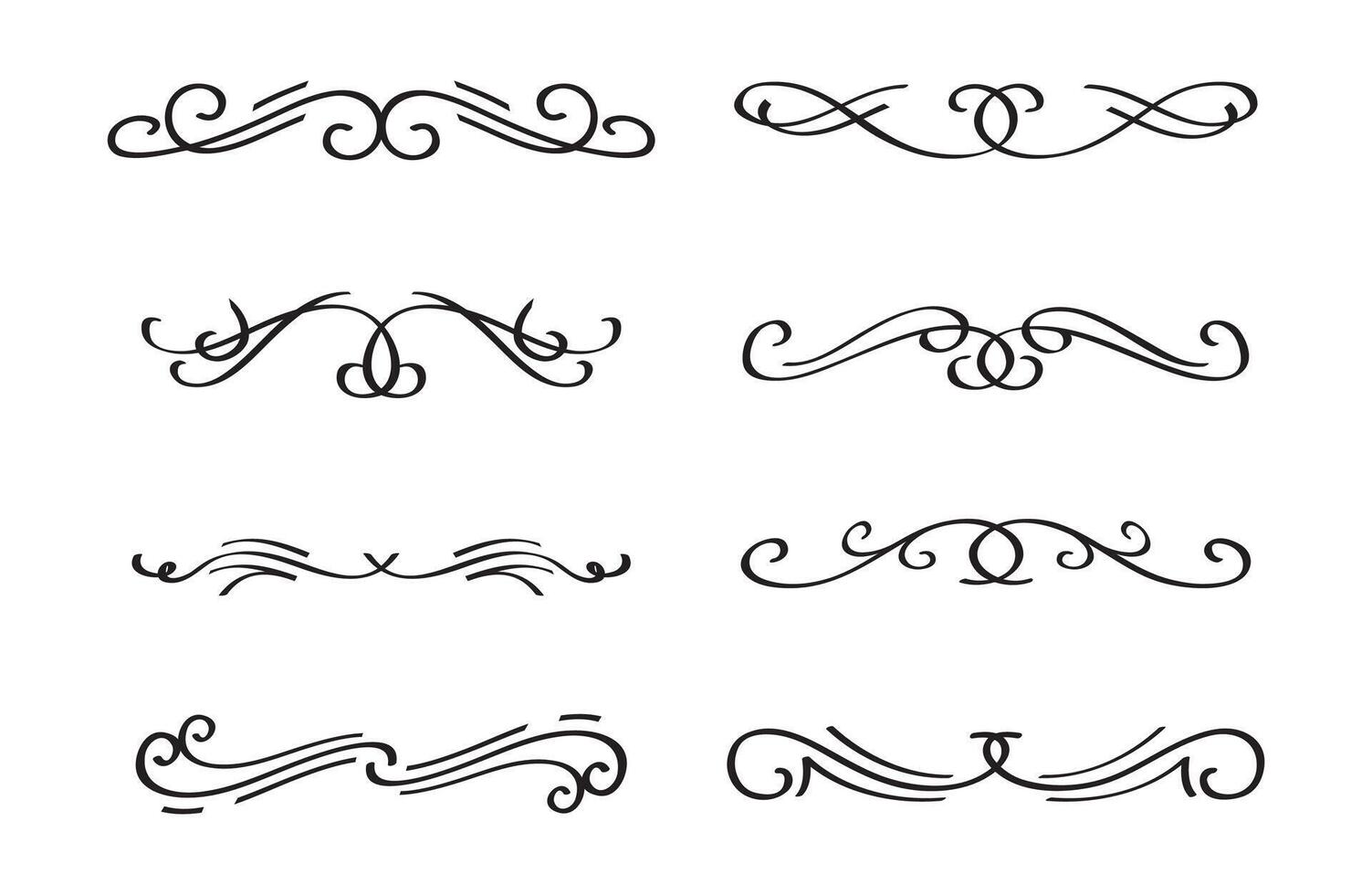 Text dividers. Hand drawn collection of dividers on black colour. vector