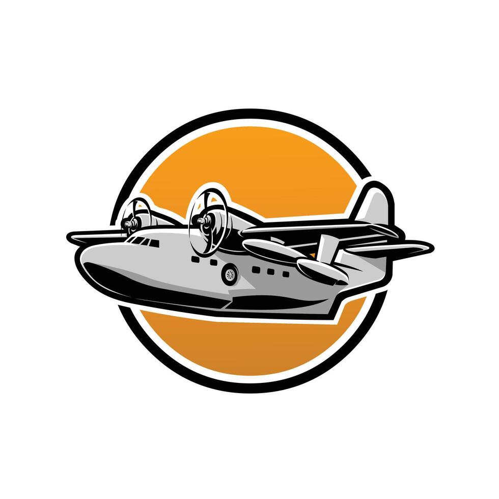 Sea plane amphibious art illustration isolated vector