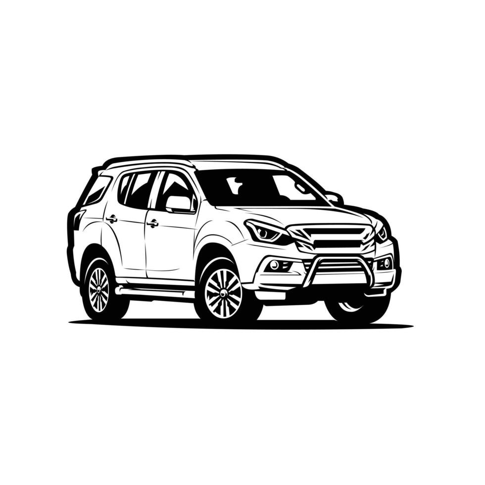 Japanese SUV monochrome silhouette illustration Isolated vector