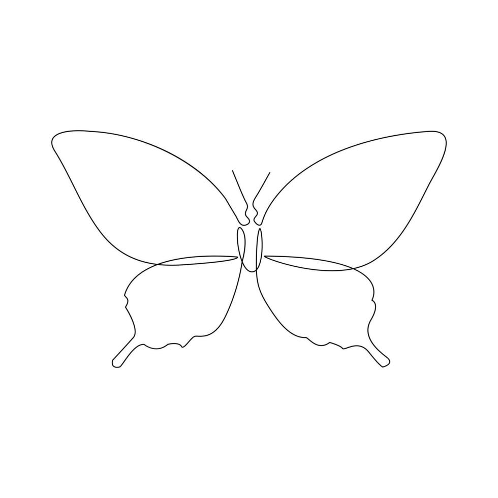 Continuous one single minimalistic line drawing butterfly icon vector