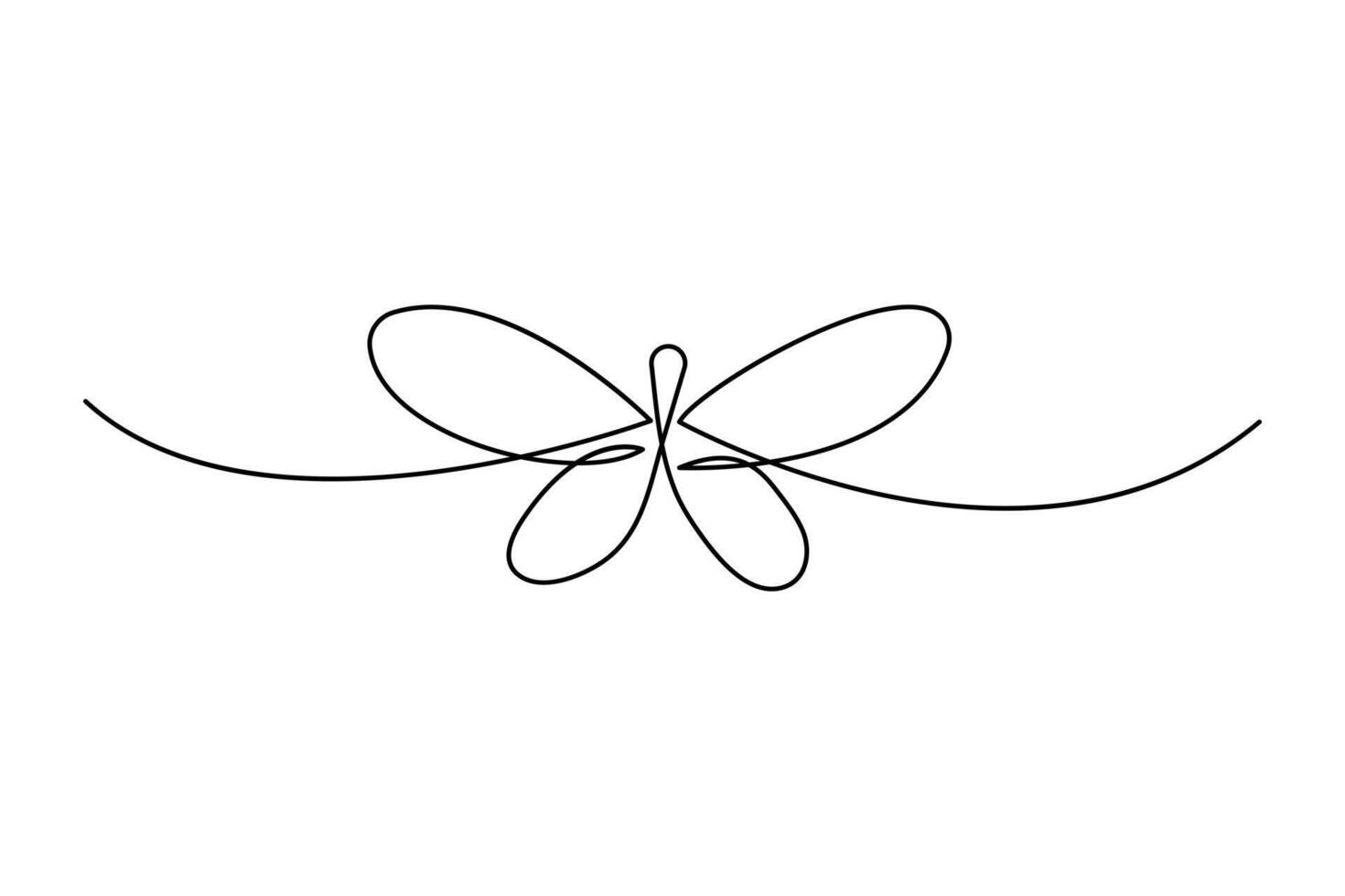 Continuous single line art drawing of outline butterfly minimalist design vector