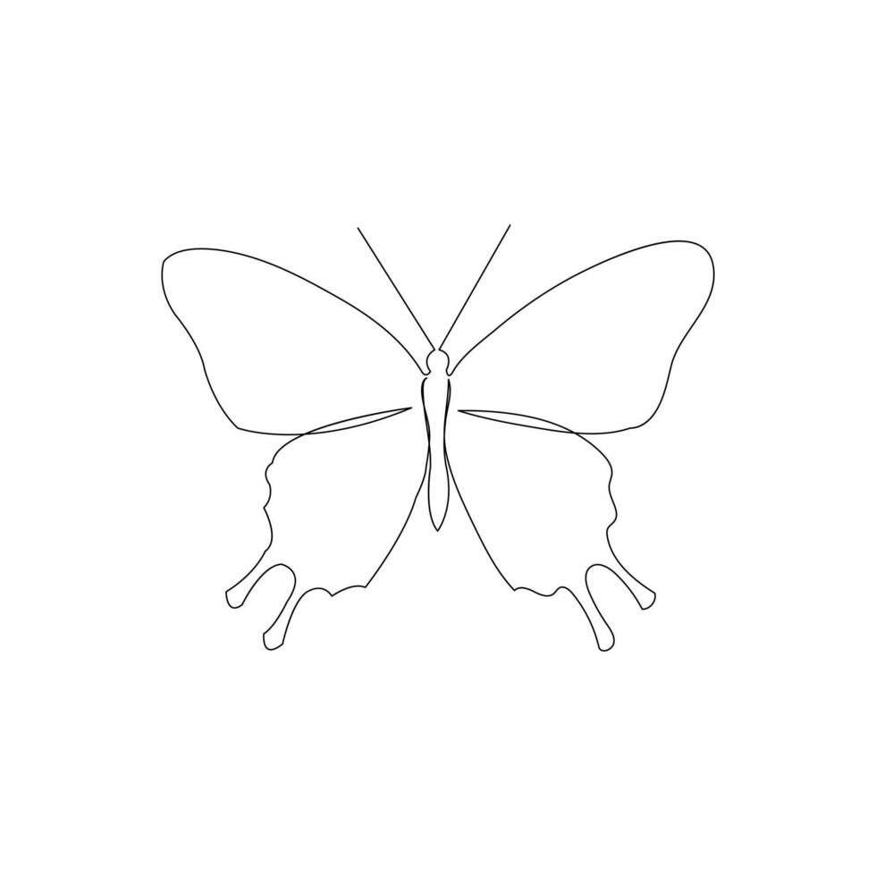 Butterfly in One continuous line drawing and divider concept in simple linear style vector