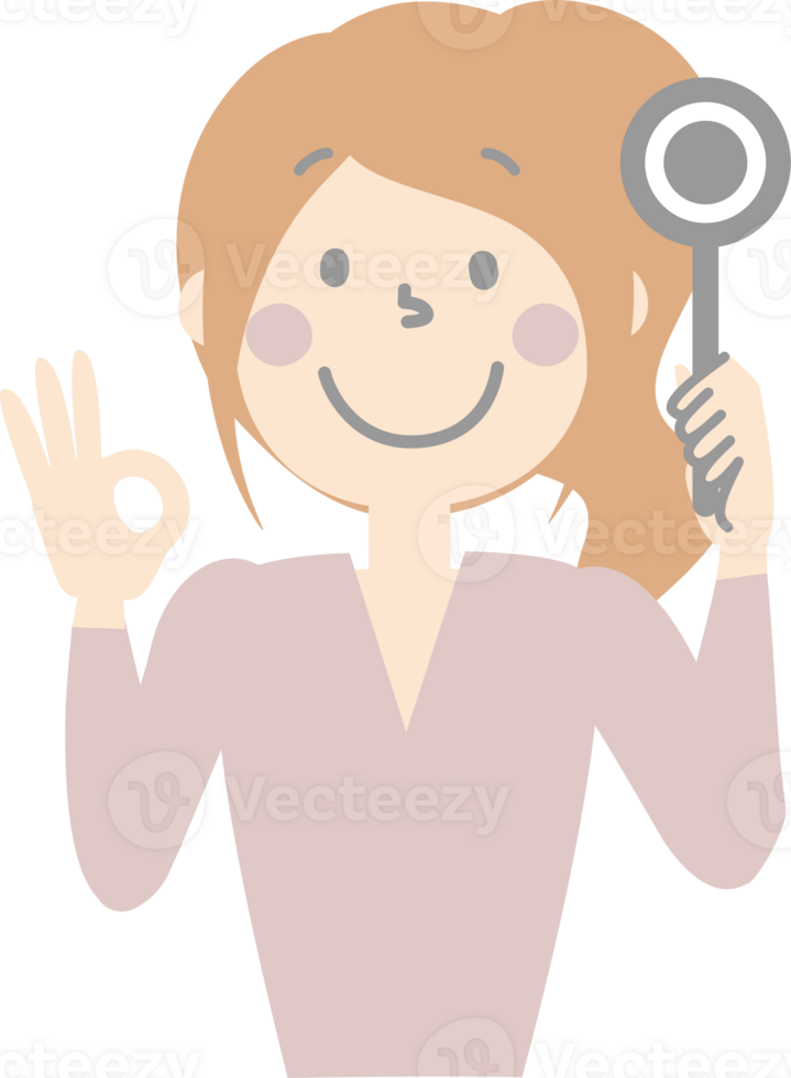 cute doodle hand draw facial expression speech bubble balloon with yes ok right girl woman character, text box think speak talk banner, png